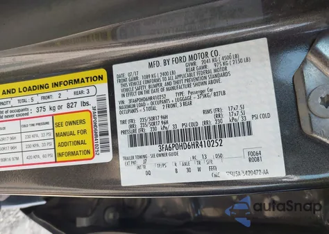2017 Ford Fusion Se from USA, damaged, VIN 3FA6P0HD6HR410252